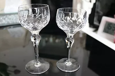 Buy 2 X For Him & Her Vintage Cut Crystal Bohemian Hock Wine/Water Glasses • 12£