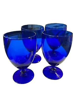 Buy Set/4 Libbey  Premiere Cobalt Blue Ice Tea /Water Goblet Glasses • 25.94£