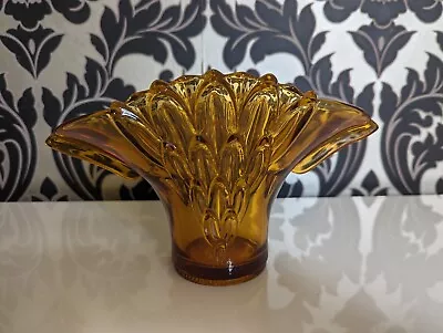 Buy Stolzle Czech Art Deco Vintage Amber Glass Bowl Vase • 24.50£