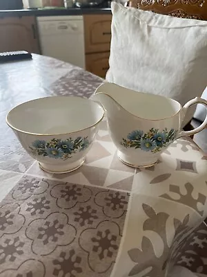 Buy Queen Anne China Daisy Blue Sugar Bowl And Milk Jug Only Ever On Display  • 5£