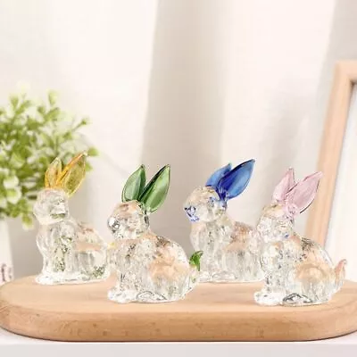 Buy Crystal Glass Rabbit Statue Mascot Animal Handmade Figurines Ornaments- • 11.76£