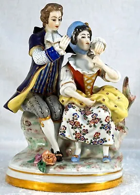 Buy Porcelain Figurine 19th Century Couple Dresden Marked Made In France - Video • 94.42£