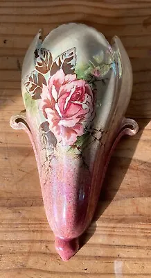 Buy Royal Winton Grimwades Rose Flower Wall Pocket  Pottery Vase Holder Rainbow Glaz • 20£
