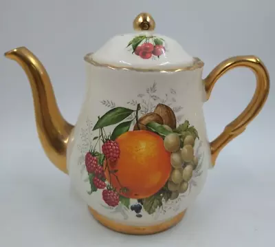 Buy Vintage Staffordshire KLM Ceramic Ornamental Fruit Pattern Tea Pot With Gilding • 9.99£