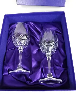 Buy Edinburgh Crystal Wine Glasses Cut Crystal Pattern Set Of 2 Original Box • 10£
