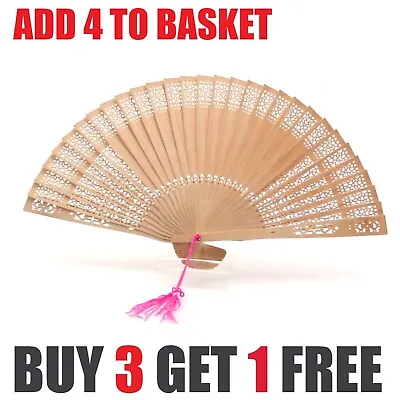 Buy Chinese / Spanish Style Bamboo Wooden Hand Held Fans Wedding Summer Fan Lot • 2.99£