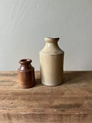 Buy Pair Of Vintage Ink Bottle Stoneware Ink Well Vase Candle Stick • 9.99£