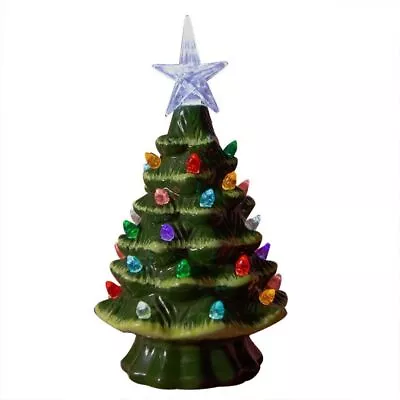 Buy Retro Ceramic Christmas Tree Light Up Electric Pottery Hand Painted Ornament • 20.36£
