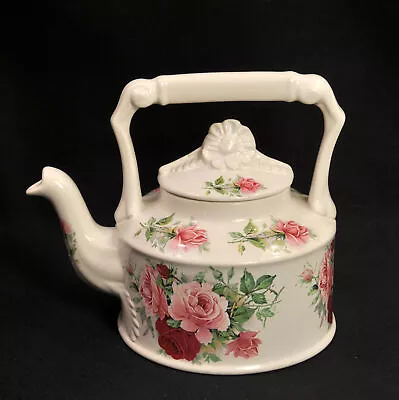 Buy Arthur Wood Teapot Pink Red Roses Embossed W/Flower Finial 2003+ Pattern 6304 • 58.72£