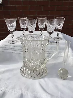Buy Job Lot Crystal Cut Lead Glass Wine Glasses Bud Vase Water Jug Vase VGC • 3.99£