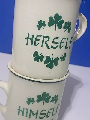Buy Vtg Herself Himself Irish Shamrock Mugs Cups Carrigaline Pottery Ireland • 11.38£