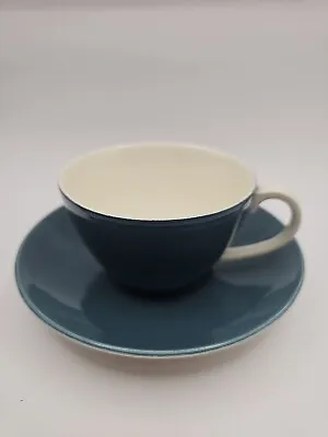 Buy Vintage POOLE Pottery Blue Moon Cameo Streamline Teal Wide Rim Tea Cup Saucer • 8£