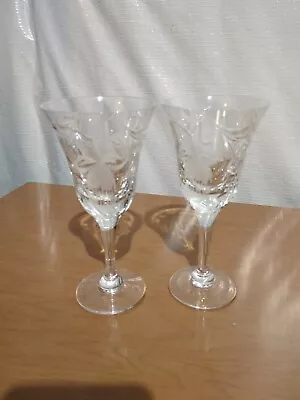 Buy Royal Brierley - English Hand Cut Fuchsia Pattern Wine Glasses (Set Of 2 ) Mint • 46.41£