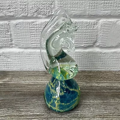 Buy Mdina Pristine Horse Shaped Clear, Blue And Green Glass Paperweight • 8.99£