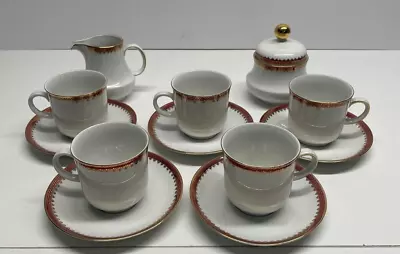 Buy Bavaria Porcelain Cups, Saucers, Set Of 5 With Creamer And Sugar Bowl ( G79) • 11.99£