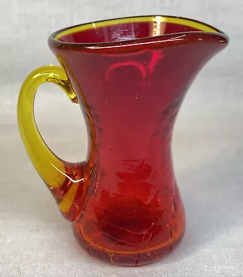 Buy Kanawha Hand Crafted Glassware Amberina Crackle Glass Pitcher / Creamer • 15.60£