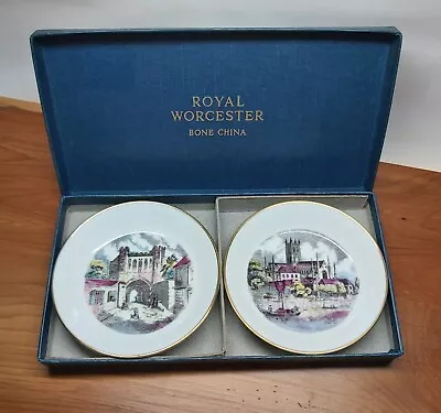 Buy Pair Of Royal Worcester Fine Bone China Pin / Trinket Dishes Gift Boxed Vintage • 9.99£
