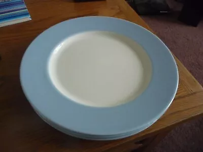 Buy Four Dinner Plates With Pale Blue Rims By John Tams Staffordshire • 35.99£