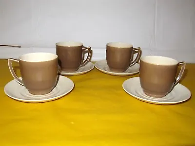 Buy 4x Branksome Brown& Cream Coffee Cups& Saucers • 12.99£