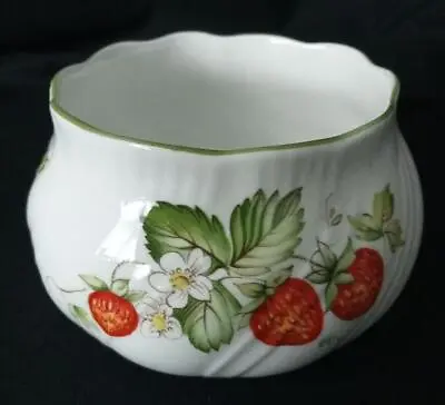 Buy Queens Virginia Strawberry Sugar Bowl Vintage Fine Bone China Green Edge • 9£