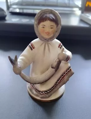 Buy Vintage Lomonosov Ussr Porcelain Eskimo Yakut Girl With Sturgeon Fish Figurine • 45£