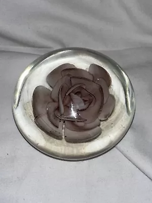 Buy Round Pink Rose Floral Detail Paper Weight • 0.99£