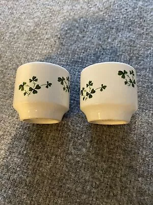 Buy Pair Of Vintage Carrigaline Pottery Egg Cups Shamrock Made In Ireland • 8.99£