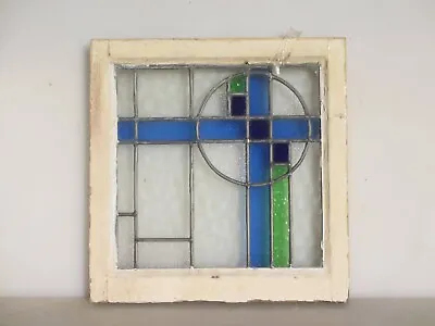 Buy Antique Stained Glass Window Panel Vintage Old Wooden Leaded Art Deco 19 X18.5  • 55£