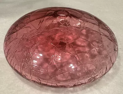 Buy Crackle Pink Hand Blown Squat Art Glass  Bud Vase SIGNED • 14.28£