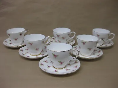 Buy 6 Vintage Duchess Bone China Tea Cups & Saucers ~ Pink Rose Buds/ Ditsy Rose • 26.99£