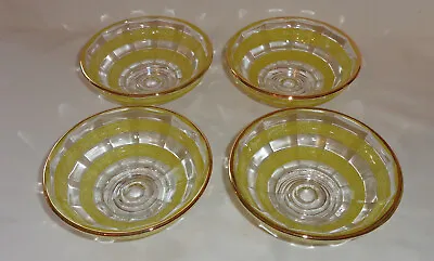 Buy 4 Vintage Chance Glass Yellow Sugar Frosted Glass Desert Bowls-SpiderWeb Pattern • 16.50£