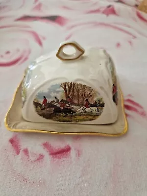 Buy Vintage Royal Worcester Group Palissy Butter Dish With Hunting Depiction • 15£