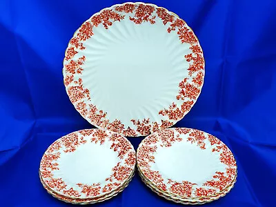 Buy Antique Late 19th Century Art Nouveau Bone China Floral 6 Place Cake Plate Set • 10.99£