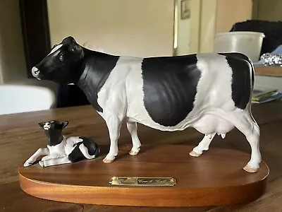 Buy Beswick Friesian Cow And Calf On A Wooden Plinth • 100£