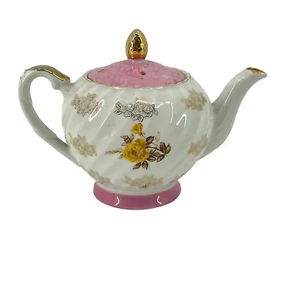 Buy Heirloom Fine Bone China Lusterware Teapot Pink Gold Roses 3 Cup • 18.89£