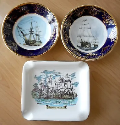 Buy HMS Victory Battle Of Trafalgar Lord Nelson Pottery Small Dishes X3 • 12.99£