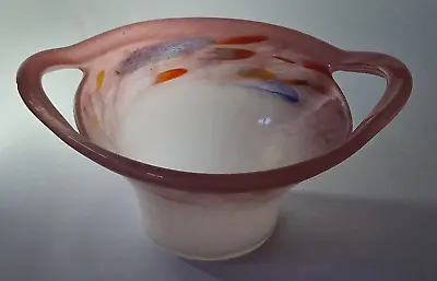 Buy Vasart Monart Strathearn Scottish Art Glass 2 Handled Candy Bowl Pink • 28£