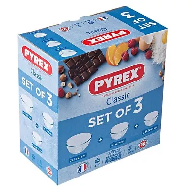 Buy 3 Piece Glass Pyrex Bowl Set 0.5L / 1.0L / 2.0L • 22.68£