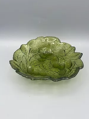Buy (989) VINTAGE Indiana Glass Bowl LOGANBERRY GREEN Triangular  7  X 2  Deep • 11.37£