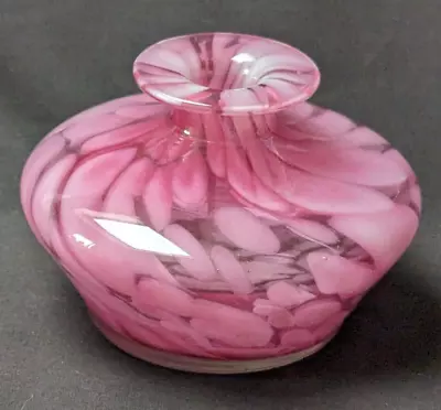 Buy Vintage Murano Mottled Pink Art Glass Squat Vase • 17.50£