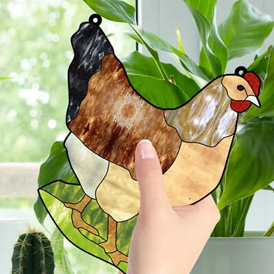 Buy Chicken Suncatchers Stained Glass Window Hanging For Home And Office Decor • 11.38£