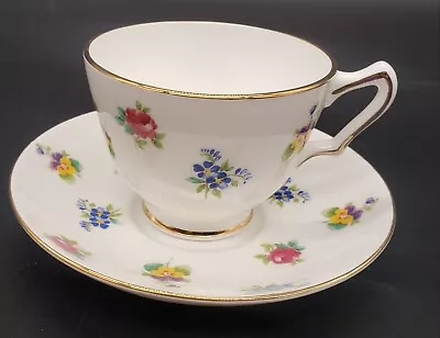 Buy Crown Staffordshire Fine Bone China Multicolor Floral Cup And Saucer England • 19.20£