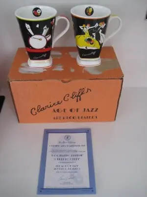 Buy WEDGWOOD BIZARRE CLARICE CLIFF Fascinating Rhythm Cheek To Cheek TEA COFFEE MUGS • 99.99£