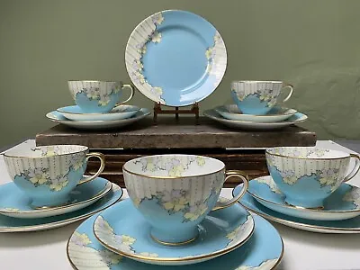 Buy RARE Radfords Fenton Pale Blue Floral 16 Piece English Bone China Part Tea Set • 39.99£