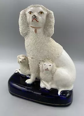 Buy Victorian Staffordshire Figure ~ Poodle Dog With Two Pups ~ Lovely Display ! • 75£