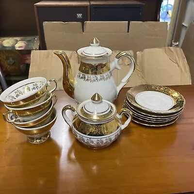 Buy Vintage Bareuther Bavaria Venecia Panorama 12 Pieces Gold Tea Set Bone China 2 • 60£