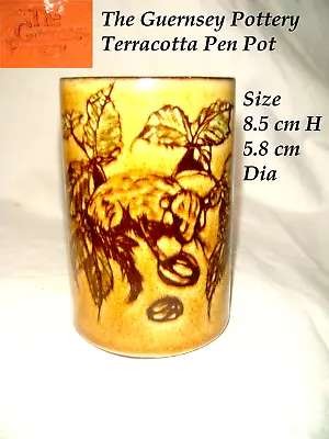 Buy The Guernsey Pottery Terracotta Glazed Floral Decorated Pen/ Pencil Pot • 4.99£
