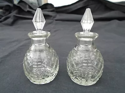 Buy Pair Of Vintage Clear Pressed Glass Perfume Bottles • 6£