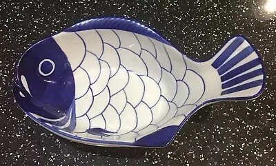 Buy Dansk International Arabesque Fish Deep Dish/Bowl Blue And White 16oz • 11£
