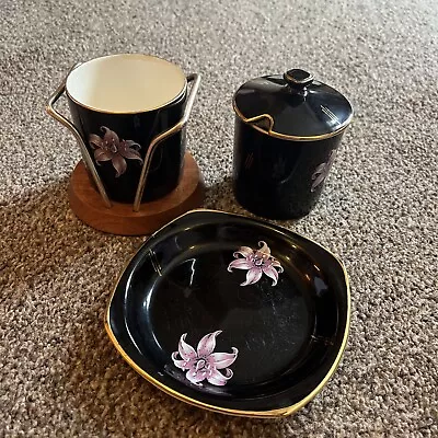 Buy Palissy Orchid Black And Pink China Serving Set • 9.99£